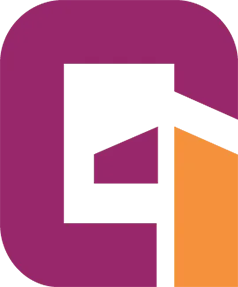 A purple and orange logo with an "g".