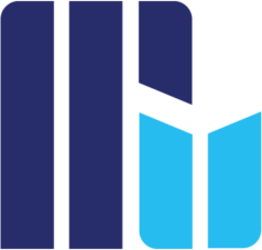 A blue and blue logo with the letter i.