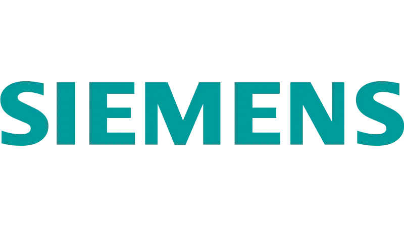 Siemens logo on a black background.
