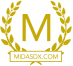 Yellow "M" logo encircled by laurel wreaths with "megamix.com" text underneath.