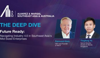 Promotional graphic featuring speakers Caimund Klein and Tingfeng Ye at 'The Deep Dive Podcast' event discussing Industry 4.0 in Southeast Asia.