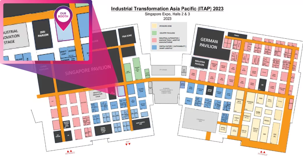 A map showing the layout of a trade show.